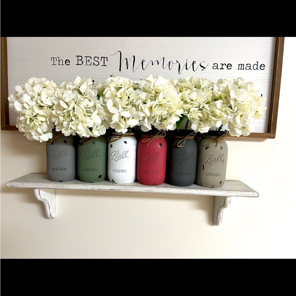 COPY - COPY - Mason Jar Ball painted distressed jar table vase Kleenex holder S…